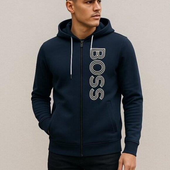 Hugo Boss Saggy 1 Hoodie Full Zip Cotton Blend Sweatshirt Men’s NWT Size M - Picture 1 of 11